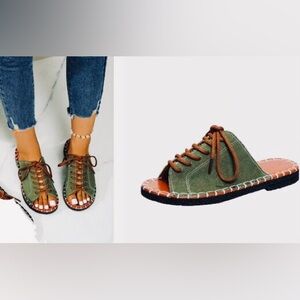 Expanding Roman Sandals Unisex Size 9/7 Moss Green New